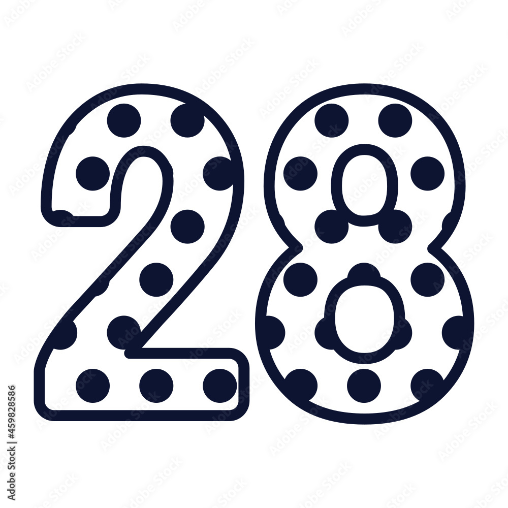 Polka dot number 28, number with polka dots, cute birthday party sign Polka dot number 28, number with polka dots, cute birthday party sign