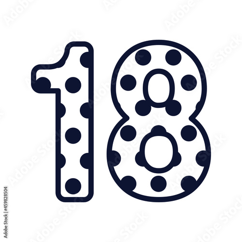 Polka dot number 18, number with polka dots, cute birthday party sign