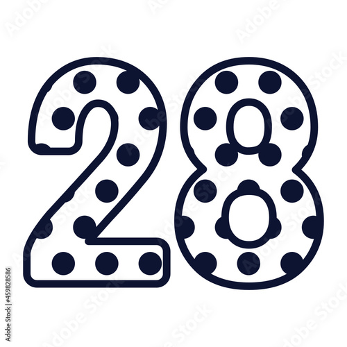 Polka dot number 28, number with polka dots, cute birthday party sign
