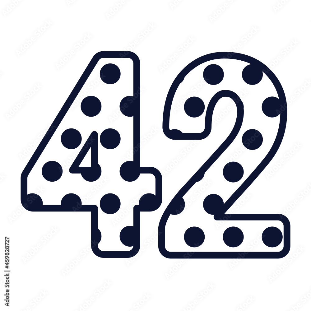 Polka dot number 42, number with polka dots, cute birthday party sign Polka dot number 42, number with polka dots, cute birthday party sign