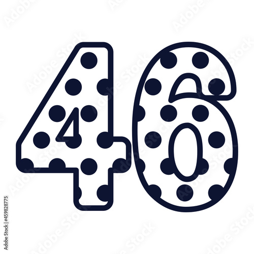 Polka dot number 46, number with polka dots, cute birthday party sign