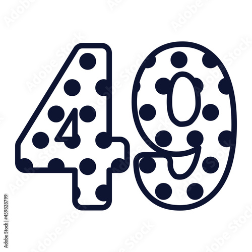 Polka dot number 49, number with polka dots, cute birthday party sign