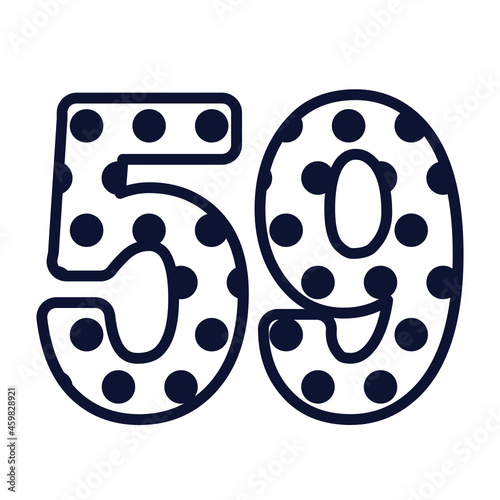 Polka dot number 59, number with polka dots, cute birthday party sign