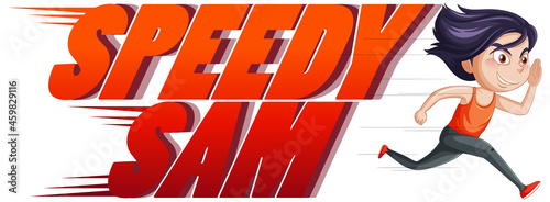 Speedy Sam logo text design with running girl