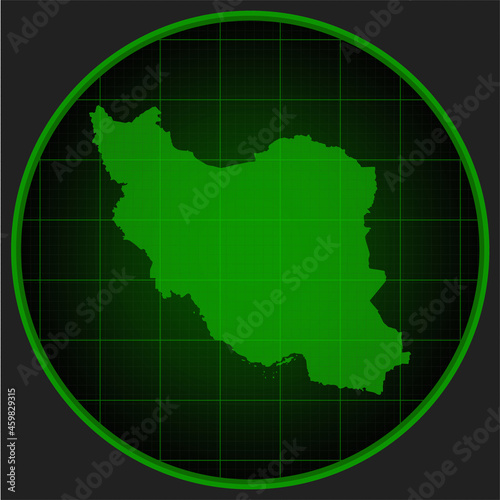Template vector map outline Iran on radar