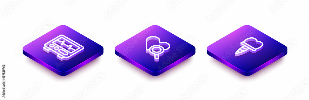 Set Isometric line Monitor with cardiogram, Medical heart inspection and Dental implant icon. Vector Set Isometric line Monitor with cardiogram, Medical heart inspection and Dental implant icon. Vector