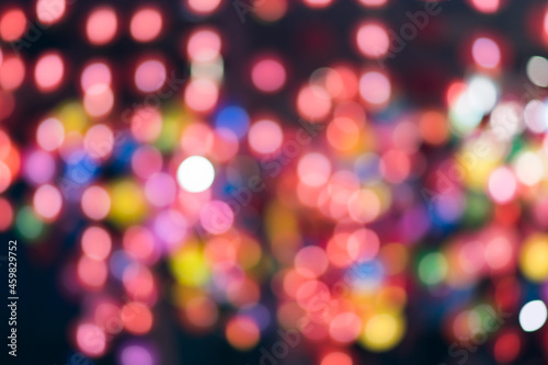 A colorfull bokeh effect created by the lights that turn on at night.