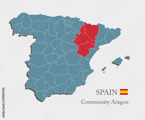 Vector map country Spain  region Community Aragon