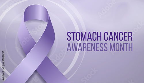 Stomach Cancer Awareness Month concept. Banner template with periwinkle blue ribbon. Vector illustration.