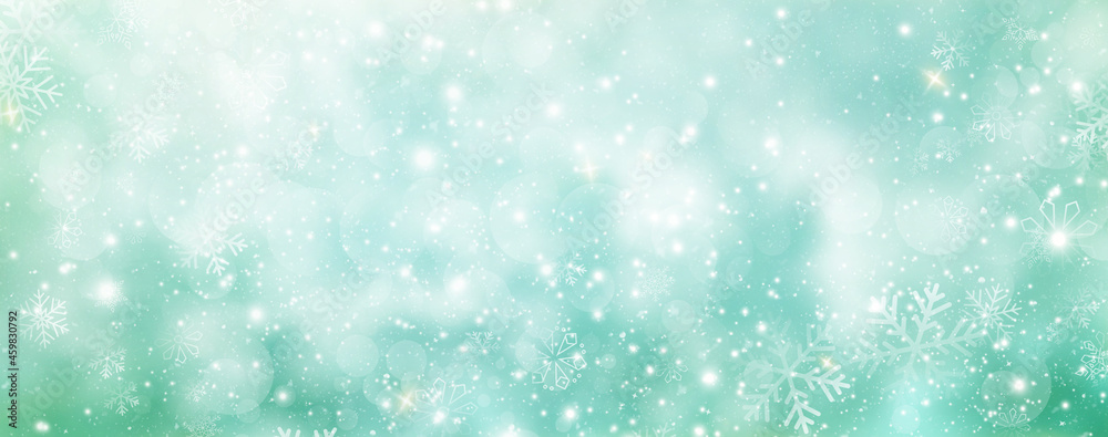 Beautiful Festive Luxurious Abstract Pastel Green Snowflake Christmas Background