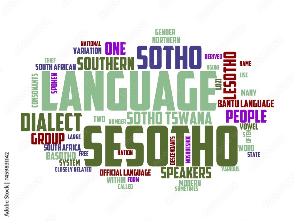Fototapeta premium sesotho wordcloud concept, wordart,