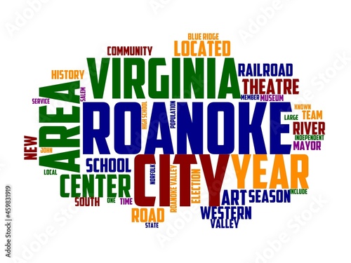 roanoke wordcloud concept, wordart,