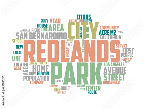 redlands wordcloud concept, wordart, photo