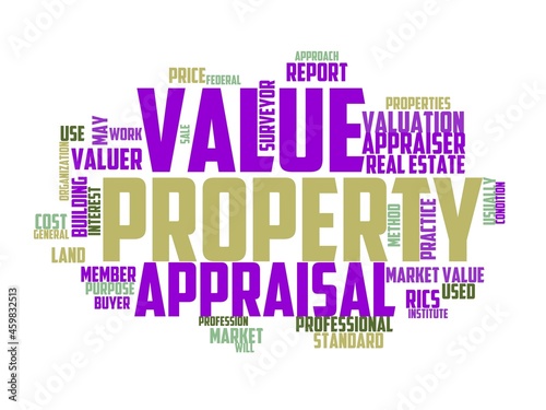 property valuer wordcloud concept, wordart, photo