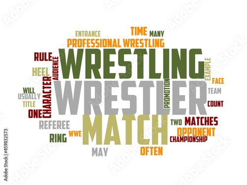 professional wrestling wordcloud concept, wordart,