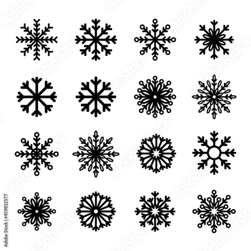 Snowflake winter set collection isolated on white