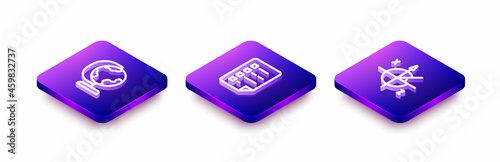 Set Isometric line Earth globe, Clipboard with checklist and Trigonometric circle icon. Vector