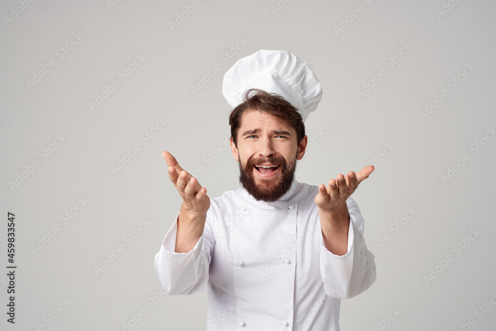 bearded man work uniform profession kitchen stuff posing studio bearded man work uniform profession kitchen stuff posing studio