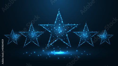 Five stars rate line connection. Low poly wireframe design. Abstract geometric background. vector illustration.