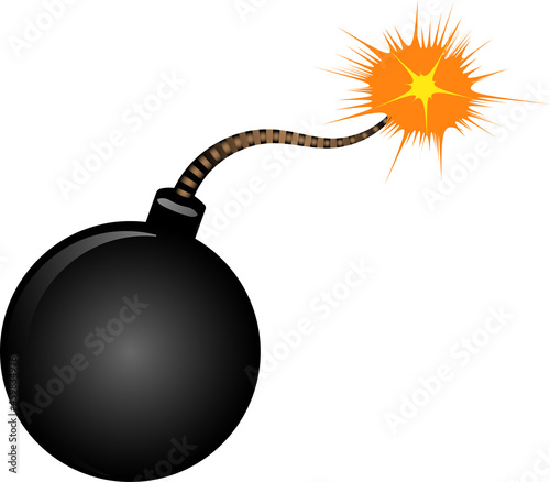 Bomb and explosion black weapon with fire dynamite art isolated vector