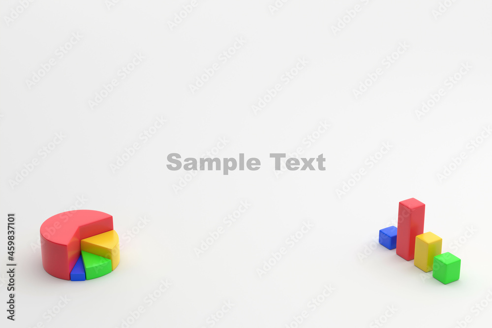 3D rendering pie chart and bar chart isolated on white background ...