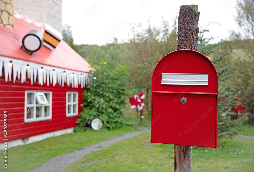 Akureyri, Iceland on August 4, 2021: This is the Santa Claus home in Akureyri in the North of Iceland, where visitors come in to buy candy and Christmas decorations all year long Akureyri, Iceland on August 4, 2021: This is the Santa Claus home in Akureyri in the North of Iceland, where visitors come in to buy candy and Christmas decorations all year long