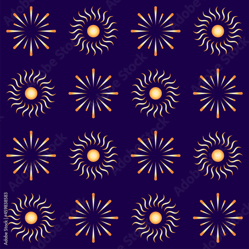 Repeat-less Fireworks Pattern Background In Orange And Blue Color.