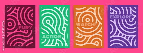 Modern simple geometric wavy lines poster design layouts. A4 asian trendy style cover template for business posters, banners, brochures, cards, catalog, Japanese colorful design templates. Vector.