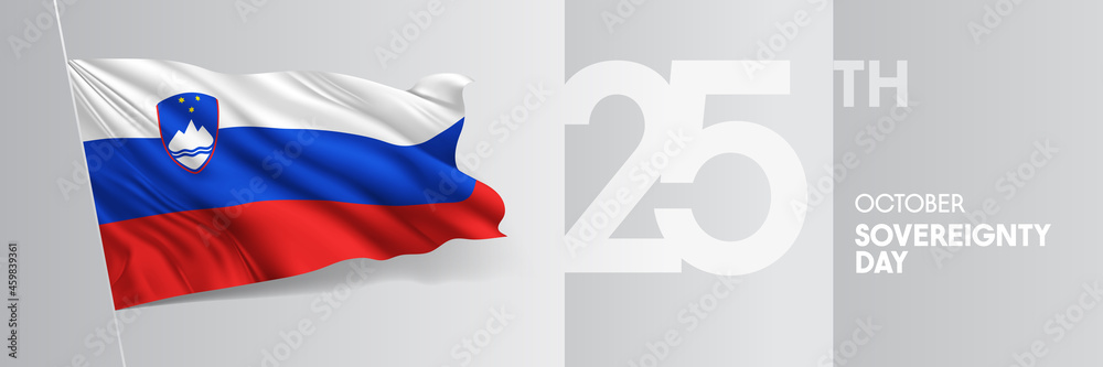 Slovenia happy Sovereignty day greeting card, banner vector illustration