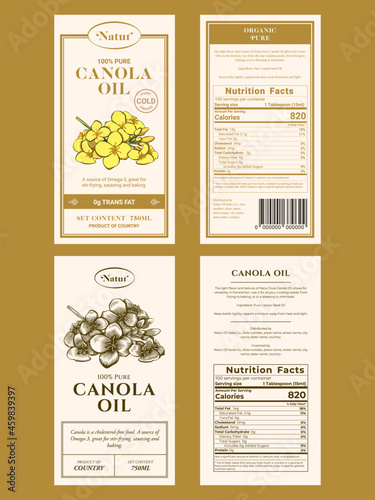 Organic Pure Canola Oil label design template