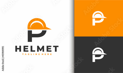 letter P helmet construction logo