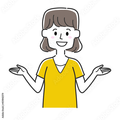 身振り手振りで説明する女性