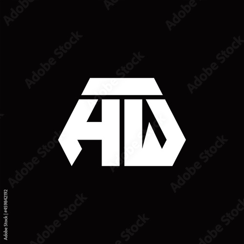 HW Logo monogram with octagon shape style design template