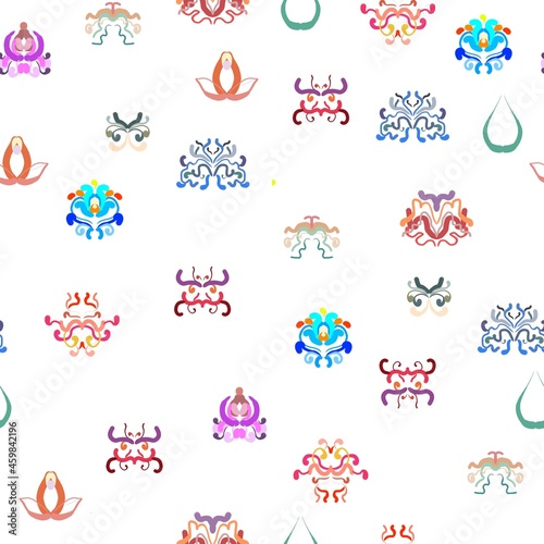 Seamless pattern of abstract elements on a white background for textiles.