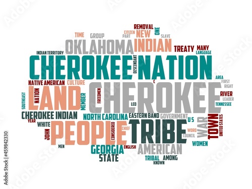 cherokee wordcloud concept, wordart, american,illustration,cherokee,national photo