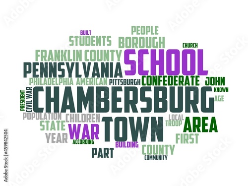 chambersburg wordcloud concept, wordart, chambersburg,pennsylvania,usa,travel,continent photo