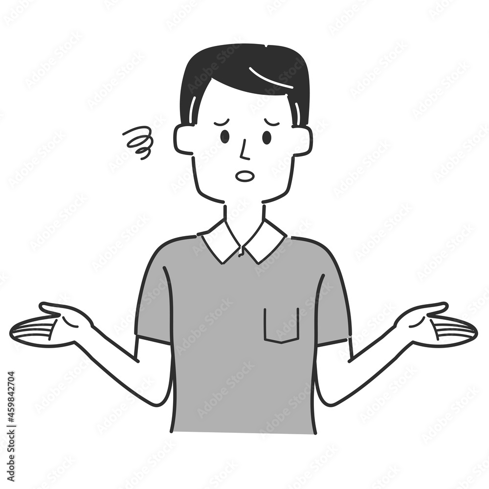 お手上げポーズをしている男性