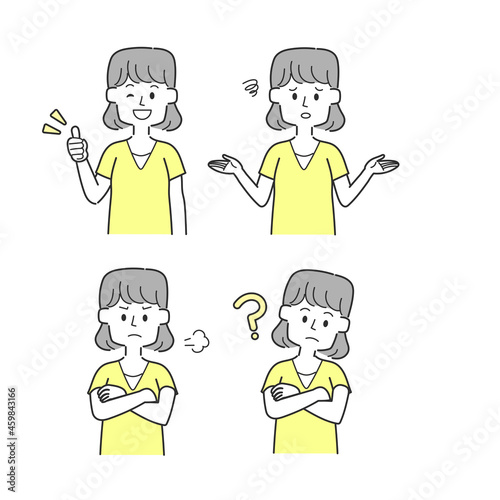 いろんな表情の若い女性のセット