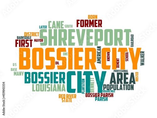 bossier city wordcloud concept, wordart, louisiana,city,travel,usa,america