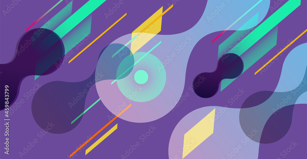 Fototapeta premium Abstract geometric background. Bauhaus, Memphis minimalist retro poster graphic vector illustration. Abstract trendy pattern of square and round shapes.