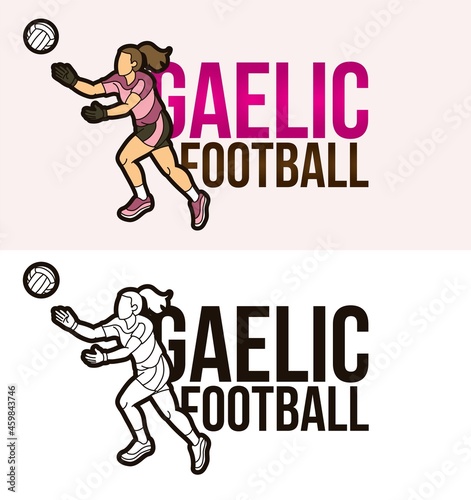 Gaelic Football Text with Sport Player Graphic Vector