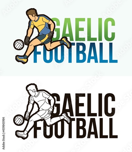 Gaelic Football Text with Sport Player Graphic Vector