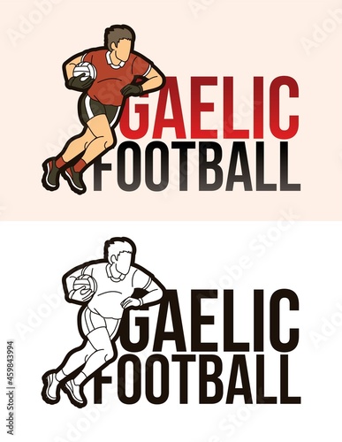 Gaelic Football Text with Sport Player Graphic Vector