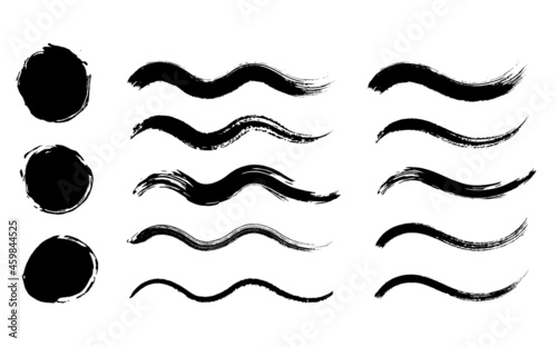 筆による和風の波形の線セット