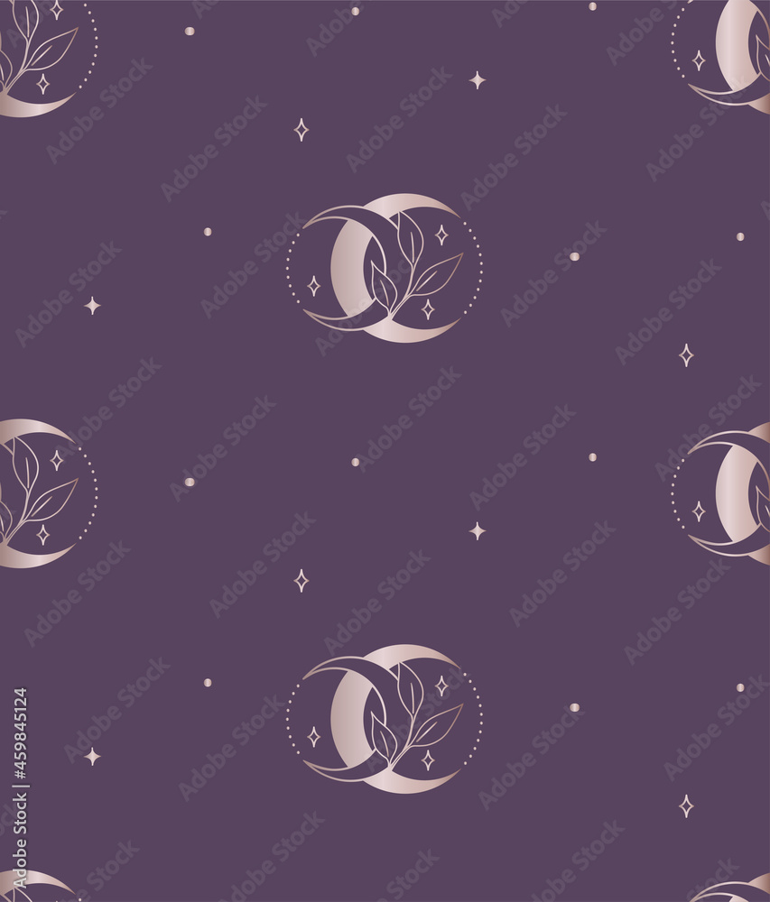 Abstract Background Seamless Pattern Leaf And Moon Abstract Background Seamless Pattern Leaf And Moon