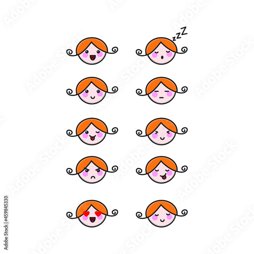 set of girl emoticon
