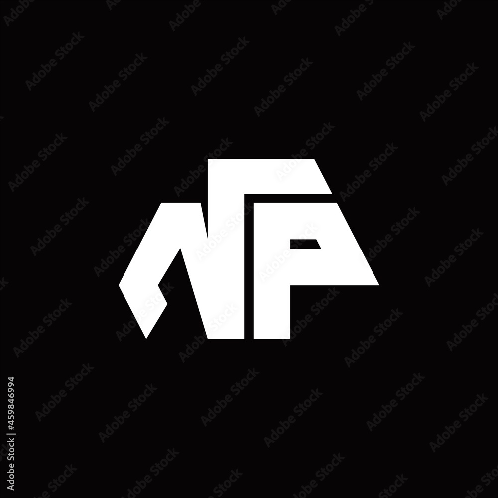 NP Logo monogram with octagon shape style design template