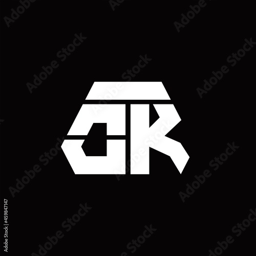 OK Logo monogram with octagon shape style design template