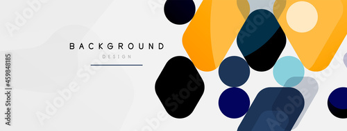 Abstract round geometric shapes and circles background. Trendy techno business template for wallpaper, banner, background or landing