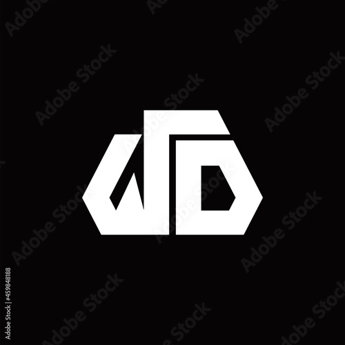 WD Logo monogram with octagon shape style design template